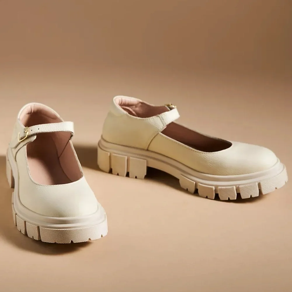 Seychelles Cream Mary Jane Chunky Sole Flats